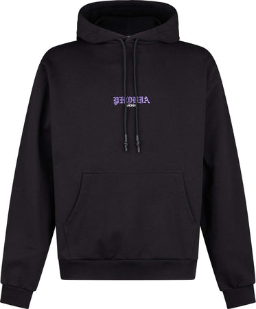 PHOBIA-Felpa-Leggera-Cappuccio-Uomo-Skull-Print-Hoodie-Black-da-uomo