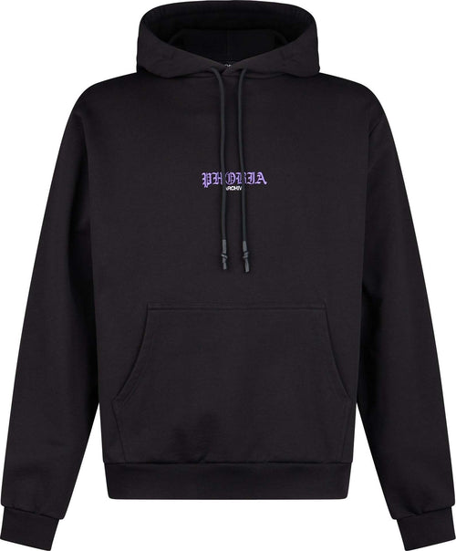 PHOBIA-Felpa-Leggera-Cappuccio-Uomo-Skull-Print-Hoodie-Black-da-uomo