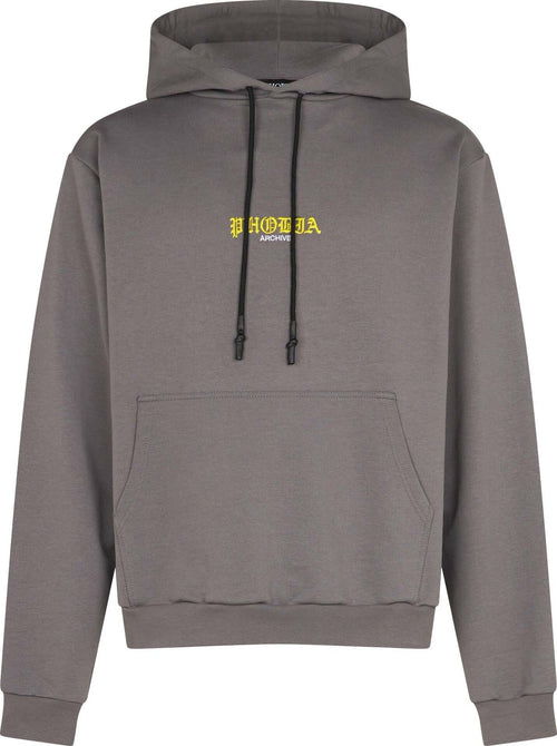 PHOBIA-Felpa-Leggera-Cappuccio-Uomo-Skull-Print-Hoodie-Grey-da-uomo