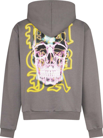 PHOBIA-Felpa-Leggera-Cappuccio-Uomo-Skull-Print-Hoodie-Grey-da-uomo