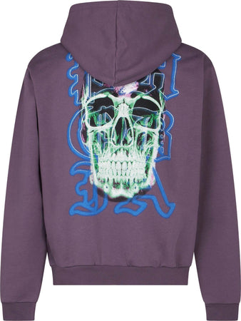 PHOBIA-Felpa-Leggera-Cappuccio-Uomo-Skull-Print-Hoodie-Purple-da-uomo