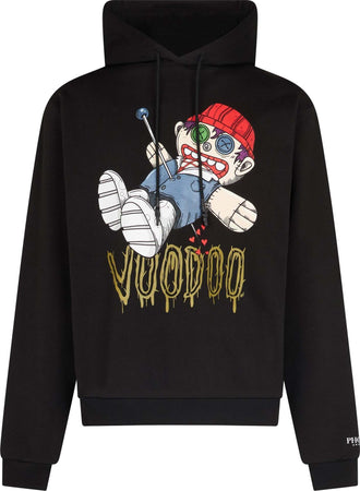 PHOBIA-Felpa-Leggera-Cappuccio-Uomo-Tdc-Voodoo-Print-Hoodie-X-Testa-Di-Chezzo-Black-da-uomo
