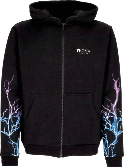 PHOBIA-Felpa-Leggera-Cappuccio-Zip-Uomo-Lightning-Zip-Hoodie-Black/blue/purple-da-uomo