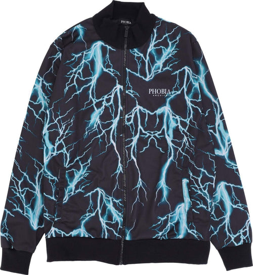 PHOBIA-Giacca-Tuta-Uomo-All-Over-Lightning-Sweatshirt-Black/lightblue-da-uomo