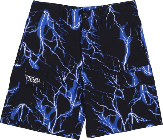 PHOBIA-Pantalone-Corto-Uomo-All-Over-Lightning-Cargo-Shorts-Black/blue-da-uomo