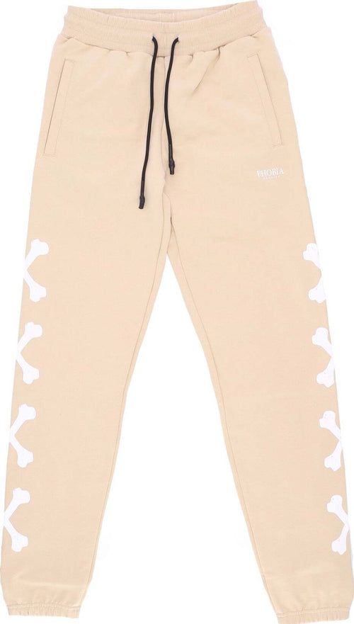 PHOBIA-Pantalone-Tuta-Leggero-Uomo-Cross-Bones-Pants-Beige/white-da-uomo