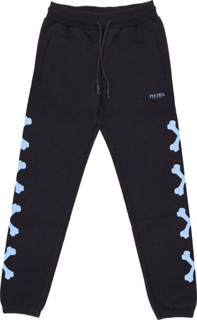 PHOBIA-Pantalone-Tuta-Leggero-Uomo-Cross-Bones-Pants-Black/light-Blue-da-uomo