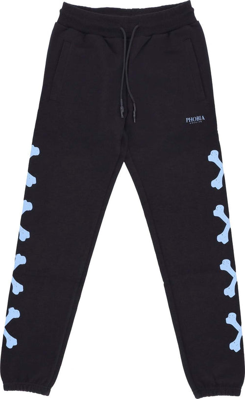 PHOBIA-Pantalone-Tuta-Leggero-Uomo-Cross-Bones-Pants-Black/light-Blue-da-uomo