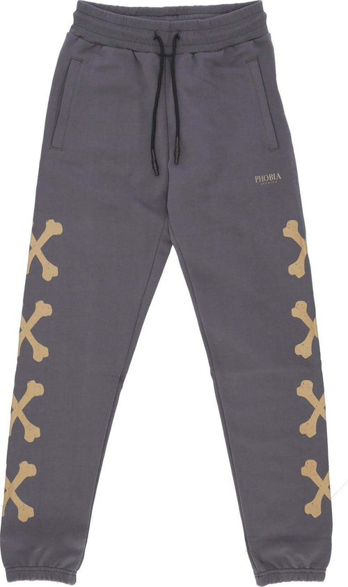 PHOBIA-Pantalone-Tuta-Leggero-Uomo-Cross-Bones-Pants-Grey/beige-da-uomo