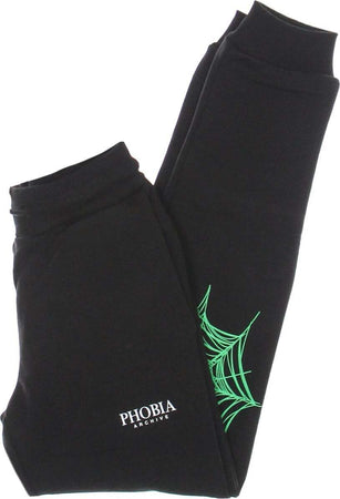 PHOBIA-Pantalone-Tuta-Leggero-Uomo-Green-Cobweb-Print-Pants-Black/green-da-uomo