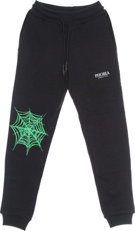 PHOBIA-Pantalone-Tuta-Leggero-Uomo-Green-Cobweb-Print-Pants-Black/green-da-uomo