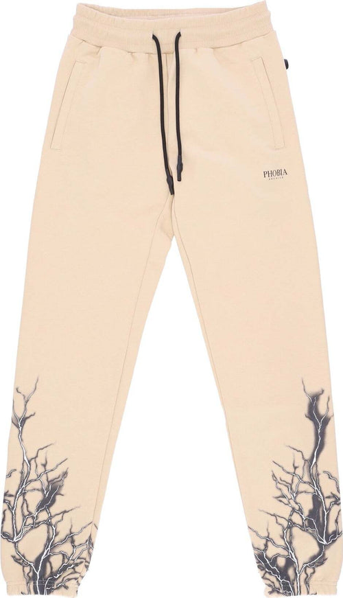 PHOBIA-Pantalone-Tuta-Leggero-Uomo-Lightning-Pants-Beige/black-da-uomo