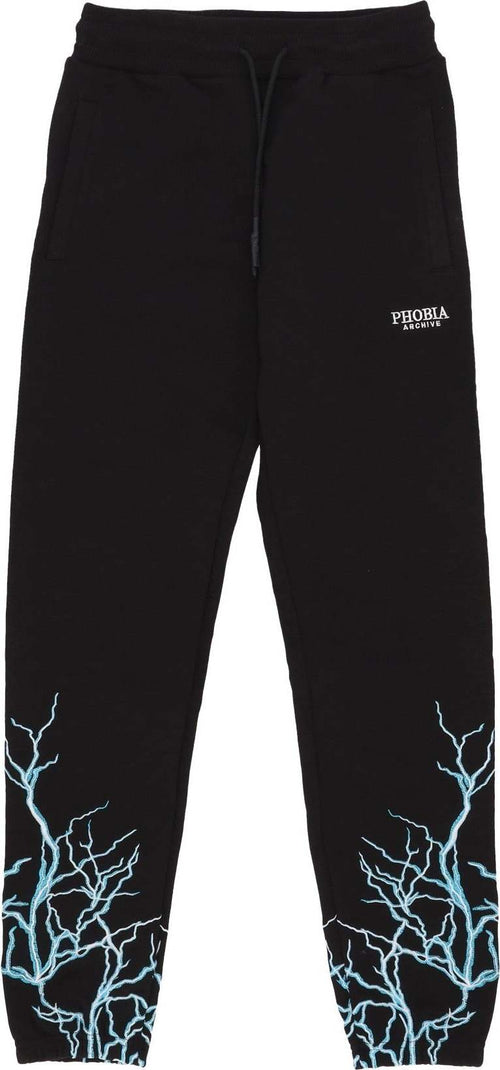 PHOBIA-Pantalone-Tuta-Leggero-Uomo-Lightning-Pants-Black/lightblue-da-uomo