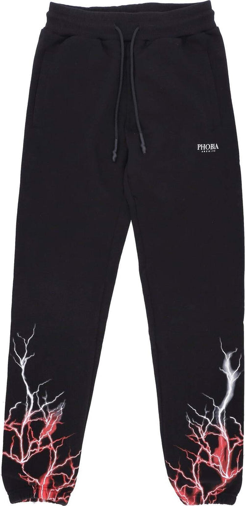 PHOBIA-Pantalone-Tuta-Leggero-Uomo-Lightning-Pants-Black/red/grey-da-uomo