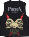 PHOBIA-Smanicato-Uomo-Screaming-Skull-Print-Worker-Gilet-Black-da-uomo