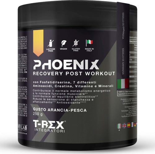 Phoenix Post Workout 250g Creapure® Kyowa Quality® Con Bcaa 2:1:1, L-glutammina, Fosfatidilserina, Arginina, L-lisina Minerali E Vitamine | Recupero Muscolare Dopo Allenamenti | Aroma Arancia-pesca Salute e cura della persona/Alimentazione e nutrizione/Integratori per lo sport/Aminoacidi/L-glutammina MyLab Nutrition - Roma, Commerciovirtuoso.it