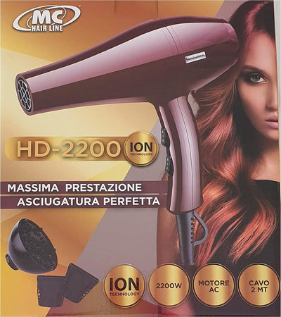 Phon Mc Asciugacapelli Professionale con Motore Ac 2 Velocità 2 Temperature Potenza 2200W Ion Diffusore 2 Beccucci Inclusi Bellezza/Cura dei capelli/Strumenti per lo styling/Asciugacapelli e accessori/Asciugacapelli Grow Up - Casoria, Commerciovirtuoso.it