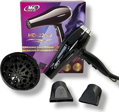 Phon Mc Asciugacapelli Professionale con Motore Ac, 2 Velocità e 2 Temperature ,Potenza 2200W, Diffusore e 2 Beccucci Inclusi Bellezza/Cura dei capelli/Strumenti per lo styling/Asciugacapelli e accessori/Asciugacapelli Grow Up - Casoria, Commerciovirtuoso.it