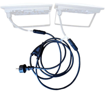 Cavo per due fari - cablaggio doppio con spina schuko - sdoppiatore elettrico doppio serracavo con morsetti stagni - alimentazione elettrica a due vie. - ElettroWatt.eu