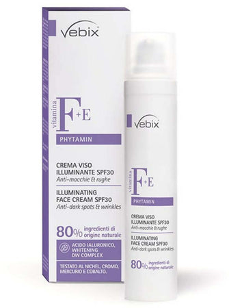 Phytamin Crema Viso Illuminante Spf 30. Vebix 50ml foto-protettore anti-macchie e anti-rughe Phytamin Vebix