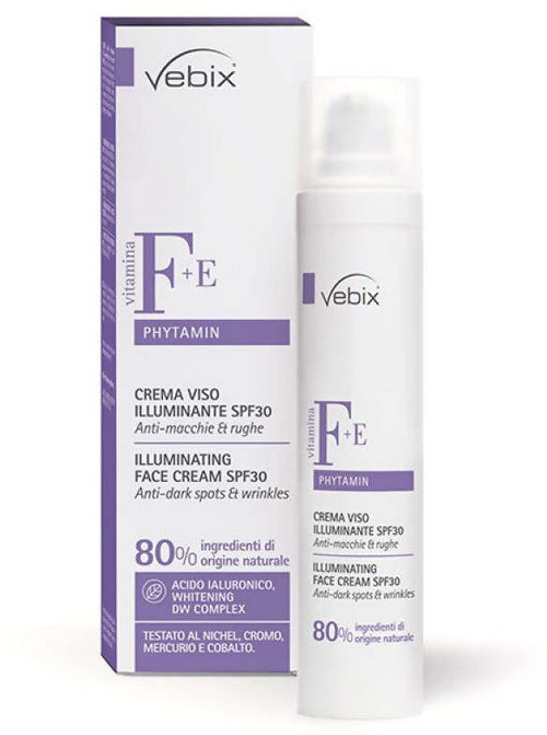 Phytamin Crema Viso Illuminante Spf 30. Vebix 50ml foto-protettore anti-macchie e anti-rughe Phytamin Vebix