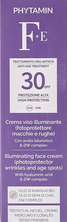 Phytamin Crema Viso Illuminante Spf 30. Vebix 50ml foto-protettore anti-macchie e anti-rughe Phytamin Vebix