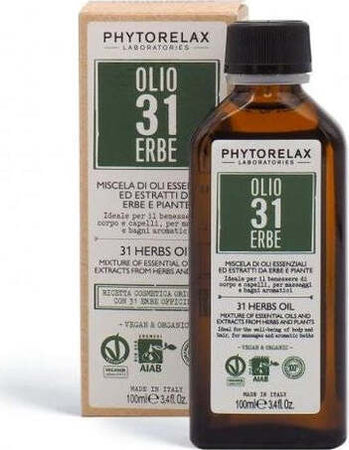 Phytorelax-Olio-31-erbe-100-ml-Erbe-Vegan-&-Organic---Miscela-Di-Oli-Essenziali-Ed-Estratti-Da-Erbe-E-Piante