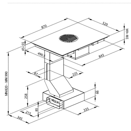 Piano cottura THEM87AKR con cappa integrata aspirante