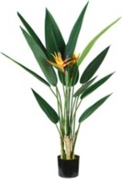 Pianta ornamentale Sterlizia - artificiale - polietilene - 12 foglie e 2 fiori - 120 cm - King Collection Casa e cucina/Decorazioni per interni/Piante e fiori artificiali/Piante artificiali Eurocartuccia - Pavullo, Commerciovirtuoso.it