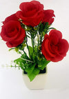 Pianta Rosa Rosse Vaso Bianco Ceramica H29cm Fiori Decorazioni Casa Ufficio Fiori Finti Trade Shop italia - Napoli, Commerciovirtuoso.it