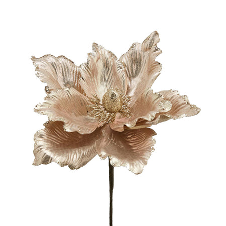 Pianta "Magnolia" decorazione Oro con Glitter natalizia ramo decorativo per arredamento Ø 24 cm