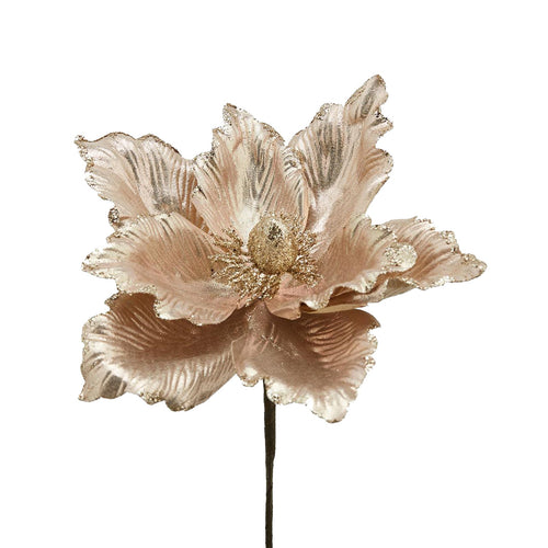 Pianta Magnolia decorazione Oro con Glitter natalizia ramo decorativo per arredamento Ø 24 cm