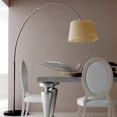 Piantana-arco-Illuminando-BOING-G-E27-LED-lampada-terra-telescopica-base-marmo-paralume-pergamena-interno
