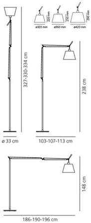 Piantana Artemide Tolomeo Mega Alluminio OnOff Pergamena