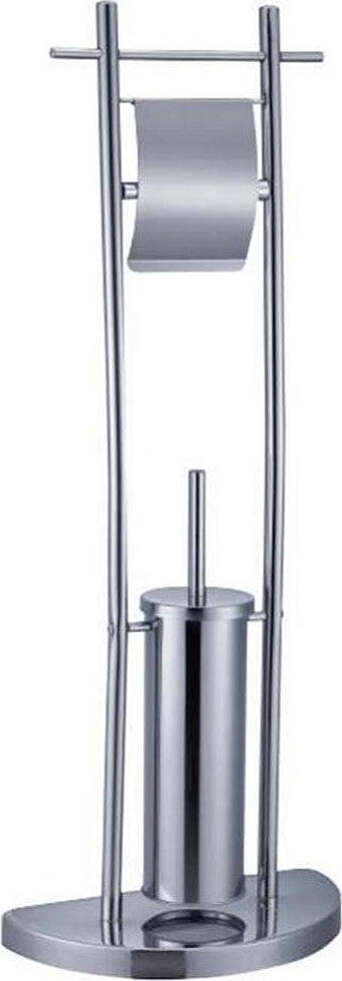 Piantana Bagno Portarotolo Portascopino Acciaio Cromato Da Terra Wc Altezza 84cm Set da Bagno Trade Shop italia - Napoli, Commerciovirtuoso.it