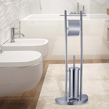 Piantana Bagno Portarotolo Portascopino Acciaio Cromato Da Terra Wc Altezza 84cm Set da Bagno Trade Shop italia - Napoli, Commerciovirtuoso.it