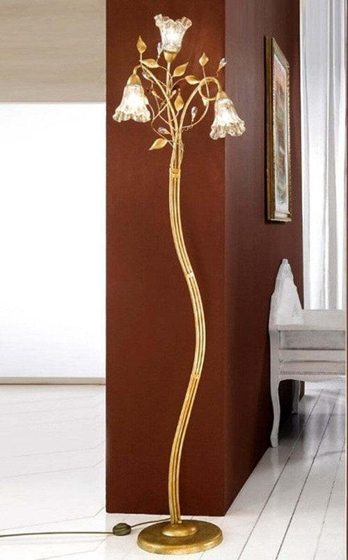 Piantana-classica-Due-P-illuminazione-EMMA-P3-E14-LED-metallo-vetro-lampada-terra