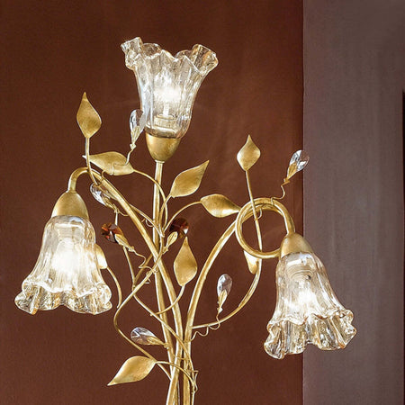 Piantana-classica-Due-P-illuminazione-EMMA-P3-E14-LED-metallo-vetro-lampada-terra