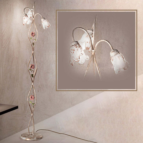 Piantana-classica-Due-P-illuminazione-MATILDE-P3-E14-LED-metallo-vetro-lampada-terra