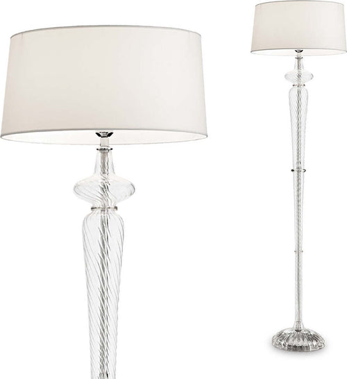 Piantana-classica-Ideal-Lux-FORCOLA-PT1-142616-E27-LED-vetro-soffiato-tessuto-lampada-terra
