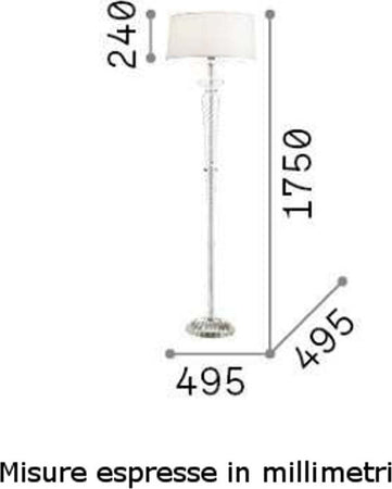Piantana-classica-Ideal-Lux-FORCOLA-PT1-142616-E27-LED-vetro-soffiato-tessuto-lampada-terra