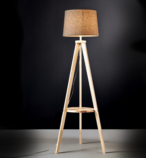 Piantana-classica-Illuminando-COMPASSO-TE-LED-lampada-terra-legno-frassino-paralume-tessuto-sabbia-interni-E27