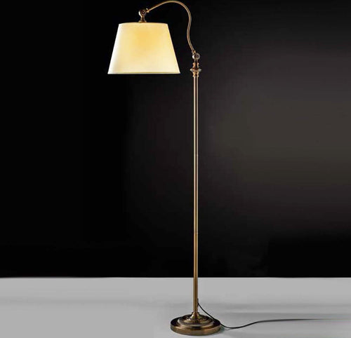 Piantana-classica-Illuminando-STREET-SOFT-TE-LED-lampada-terra-braccio-orientabile-metallo-brunito-paralume-pergamena-avorio-E27