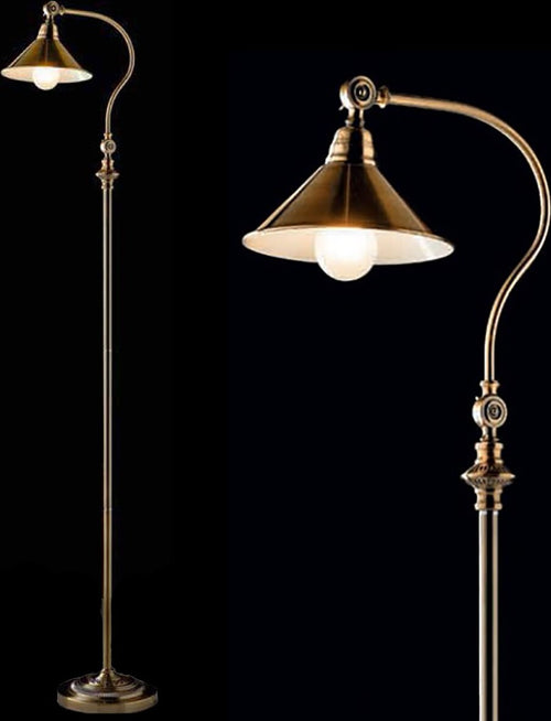 Piantana-classica-Illuminando-STREET-TE-LED-lampada-terra-braccio-orientabile-metallo-brunito-rustica-piatto-interni-E27
