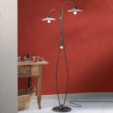 Piantana-Classica-L'Aquila-Metallo-E-Ceramica-Nero-Sfumato-Rame-2-Luci-E27