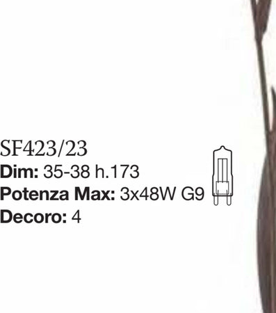 Piantana-classica-Luce-Più-SAN-FREDIANO-IRIS-G9-LED-metallo-vetro-lampada-terra
