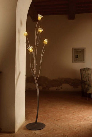 Piantana-classica-LUCE-PIU-BIANCOSPINO-BS433-BS435-G9-LED-lampada-terra-metallo-vetro