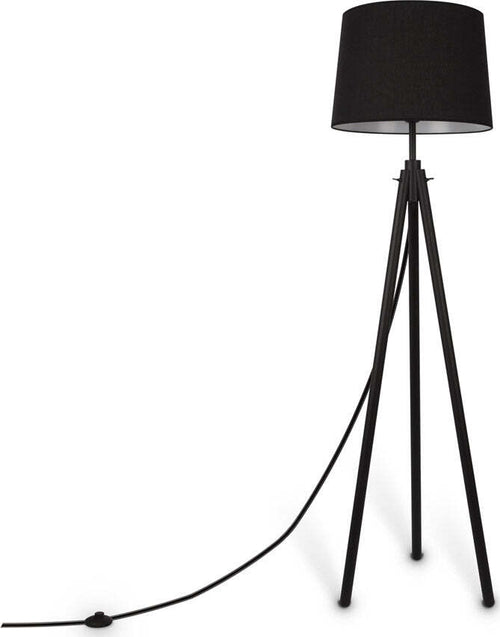 Piantana-Contemporanea-Calvin-Metallo-Nero-1-Luce-Con-Diffusore-In-Tessuto-Nero