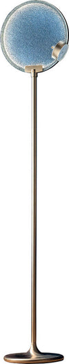 Piantana-Contemporanea-Horo-Metallo-Ottone-Vetro-Azzurro-Led-14,4W