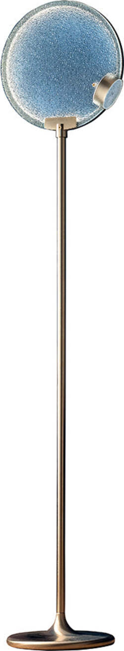 Piantana-Contemporanea-Horo-Metallo-Ottone-Vetro-Azzurro-Led-14,4W